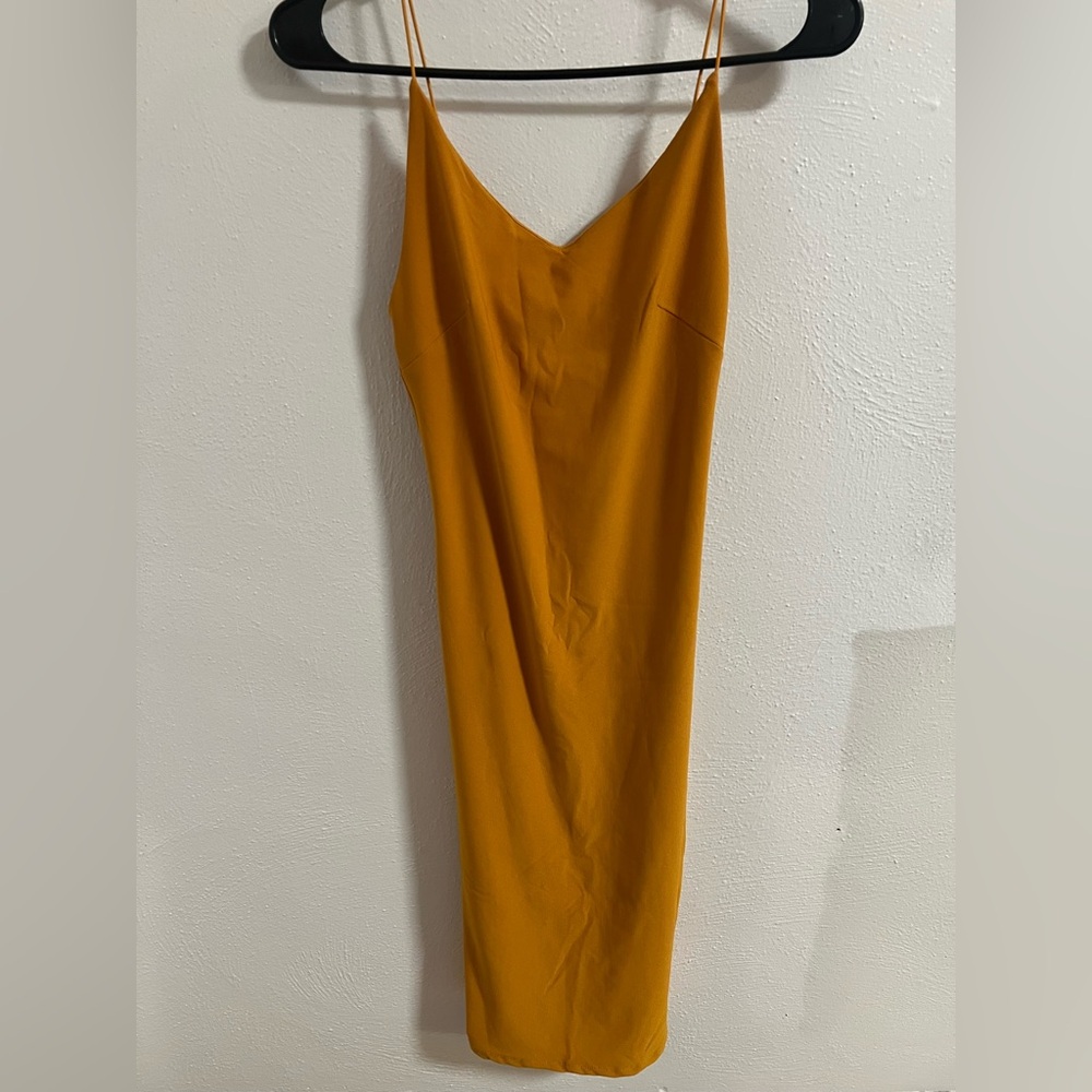 Mind Code Gold Spaghetti Strap Slip Dress